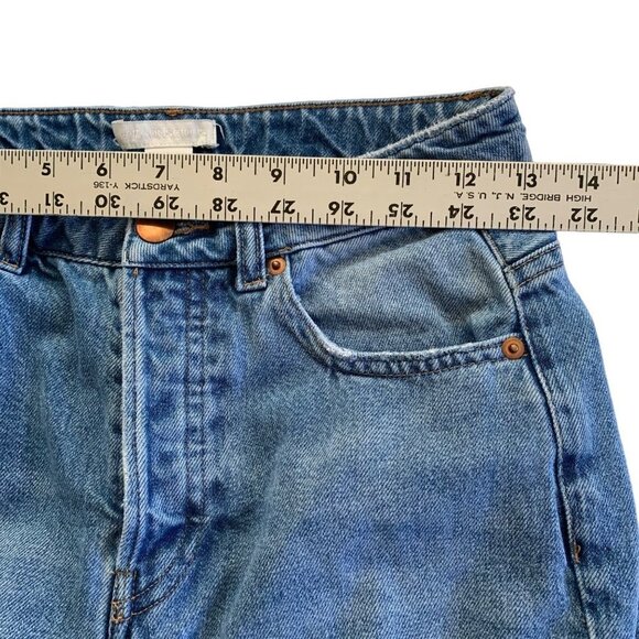 H&M Color Block Blue Denim Straight Leg 10” Rise Button Up Jeans Women’s Size 4 - Picture 8 of 12